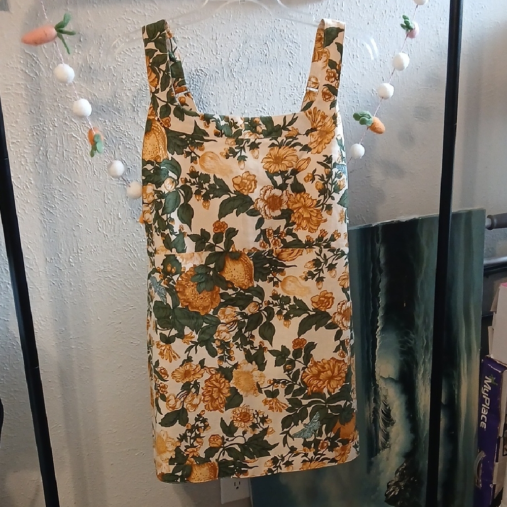Abercrombie & Fitch Cream Mini Dress with Yellow Floral & Green Leaves